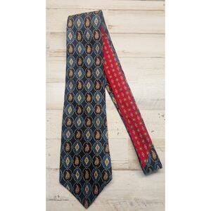 Vintage Tommy Hilfiger Blue ad Red 100% Silk Tie EUC